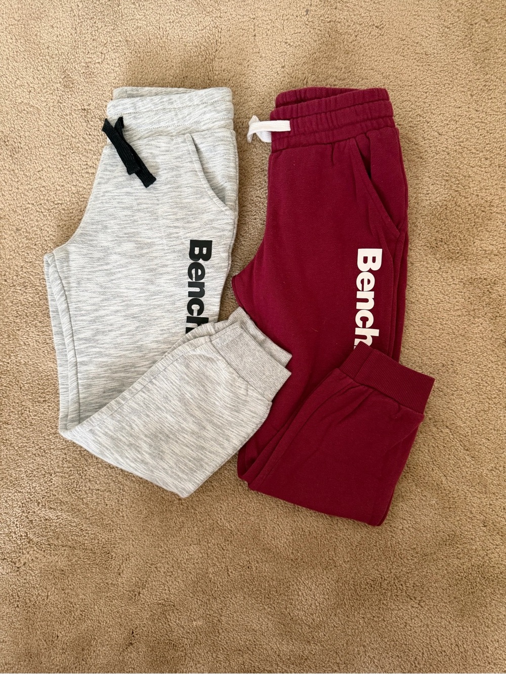 Bench Kids Sweatpants Duo in Light Gray and Burgundy